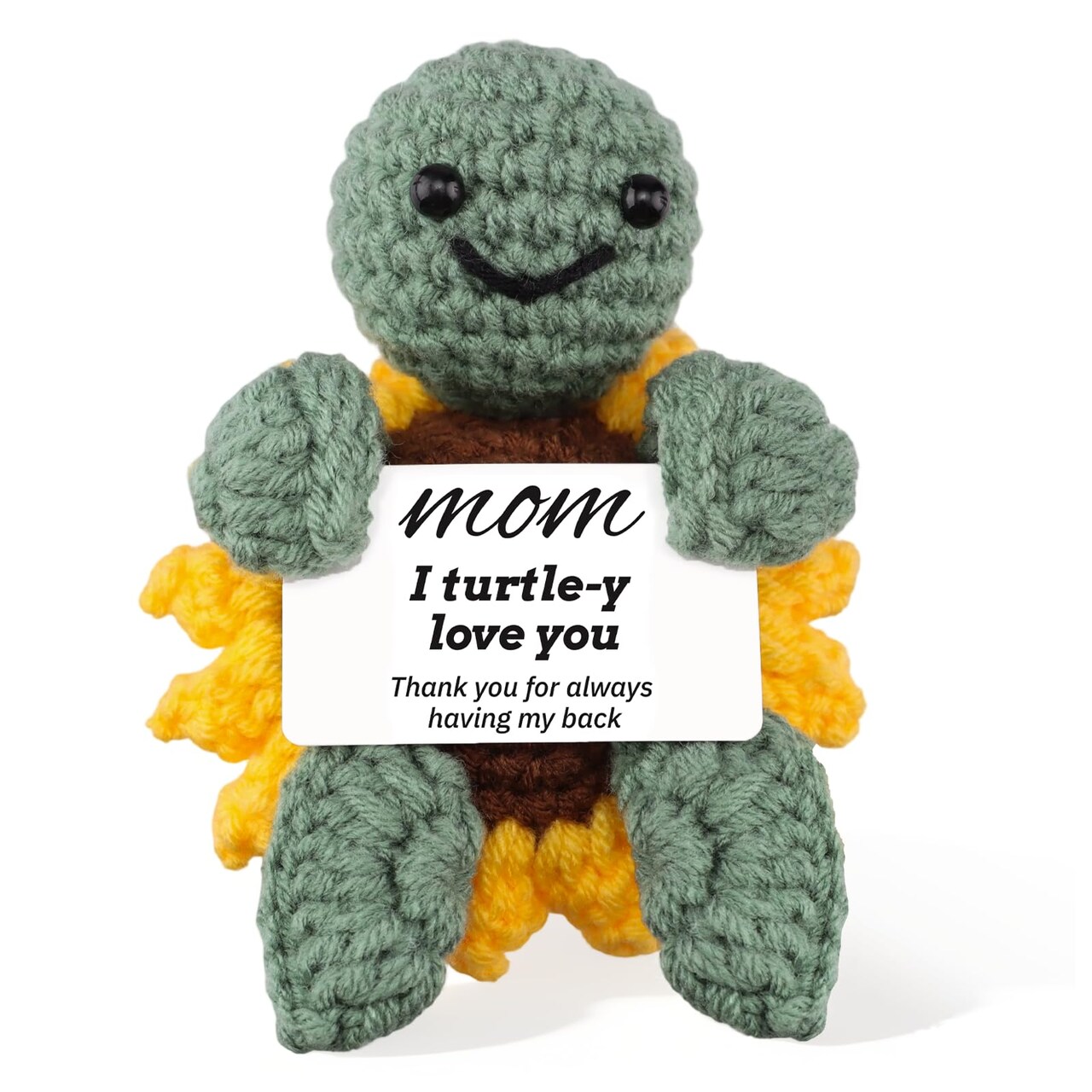Mothers Day Gifts for Mom from Daughter Son,Funny Mom Gifts Birthday Gifts for Grandma Mother,Mini Positive Handmade Crochet Christmas Stocking Stuffers Secret Santa Gift Ideas (Sunflower-Turtle-Mom)